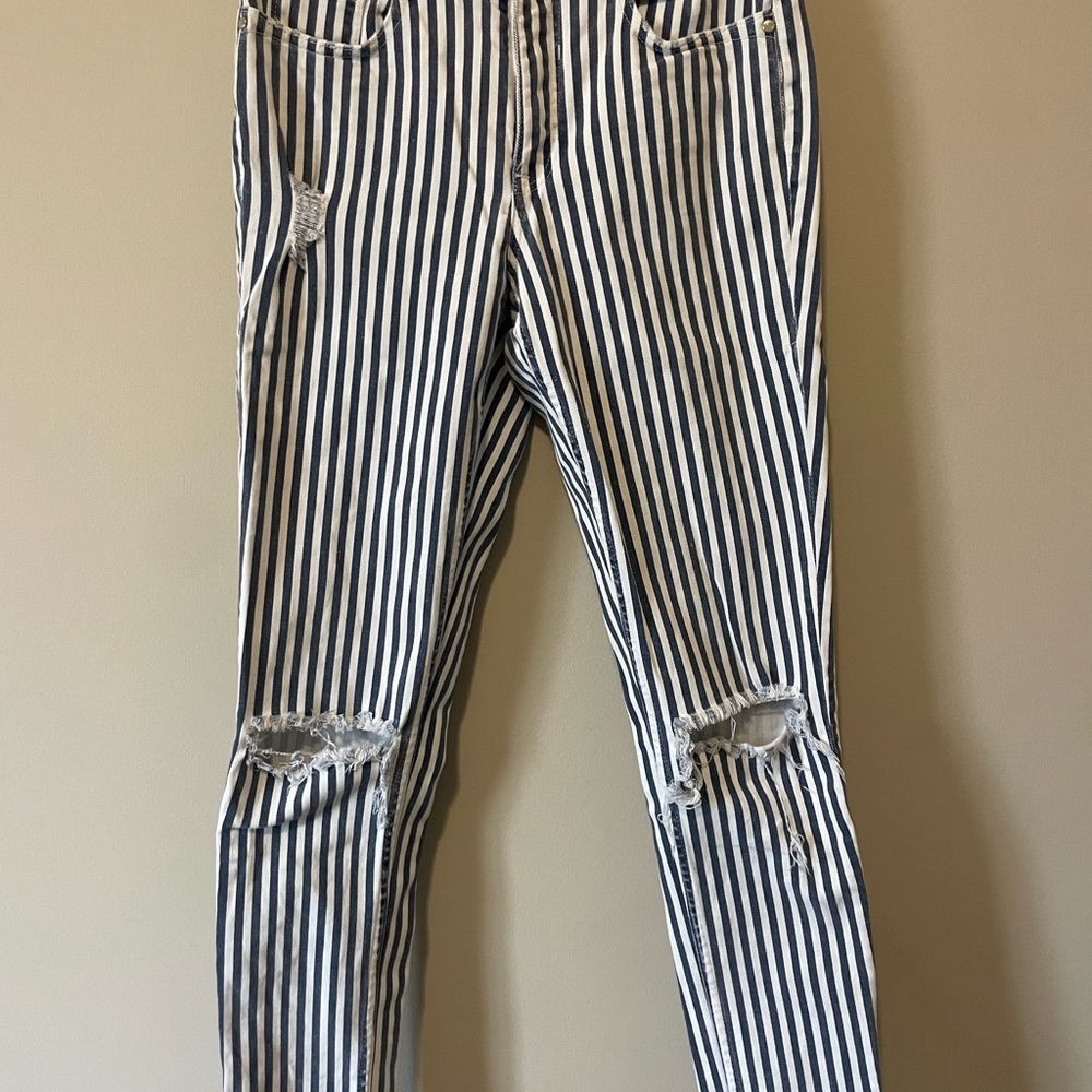 Striped Navy and White Women's Jeans